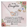 Interlocking Hearts Necklace Stainless Steel & Rose Gold Finish | 1 | Personalized To My Daughter Necklace From Mom Dad Watching You Grow Daughter Birthday Gifts Jewelry Graduation Christmas Customized Gift Box Message Card | teecentury