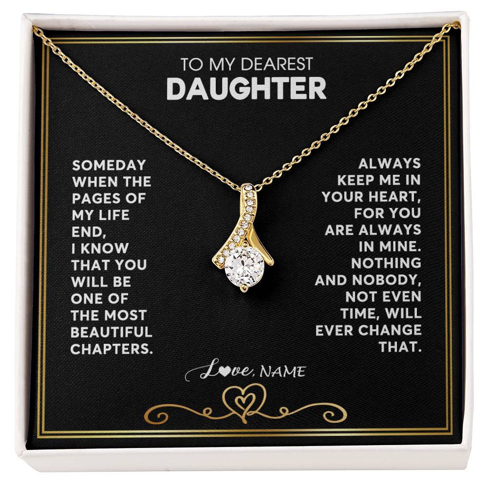 Alluring Beauty Necklace 18K Yellow Gold Finish | 1 | Personalized To My Daughter Necklace From Mom Dad When The Pages Of My Life End Daughter Birthday Graduation Christmas Customized Gift Box Message Card | teecentury