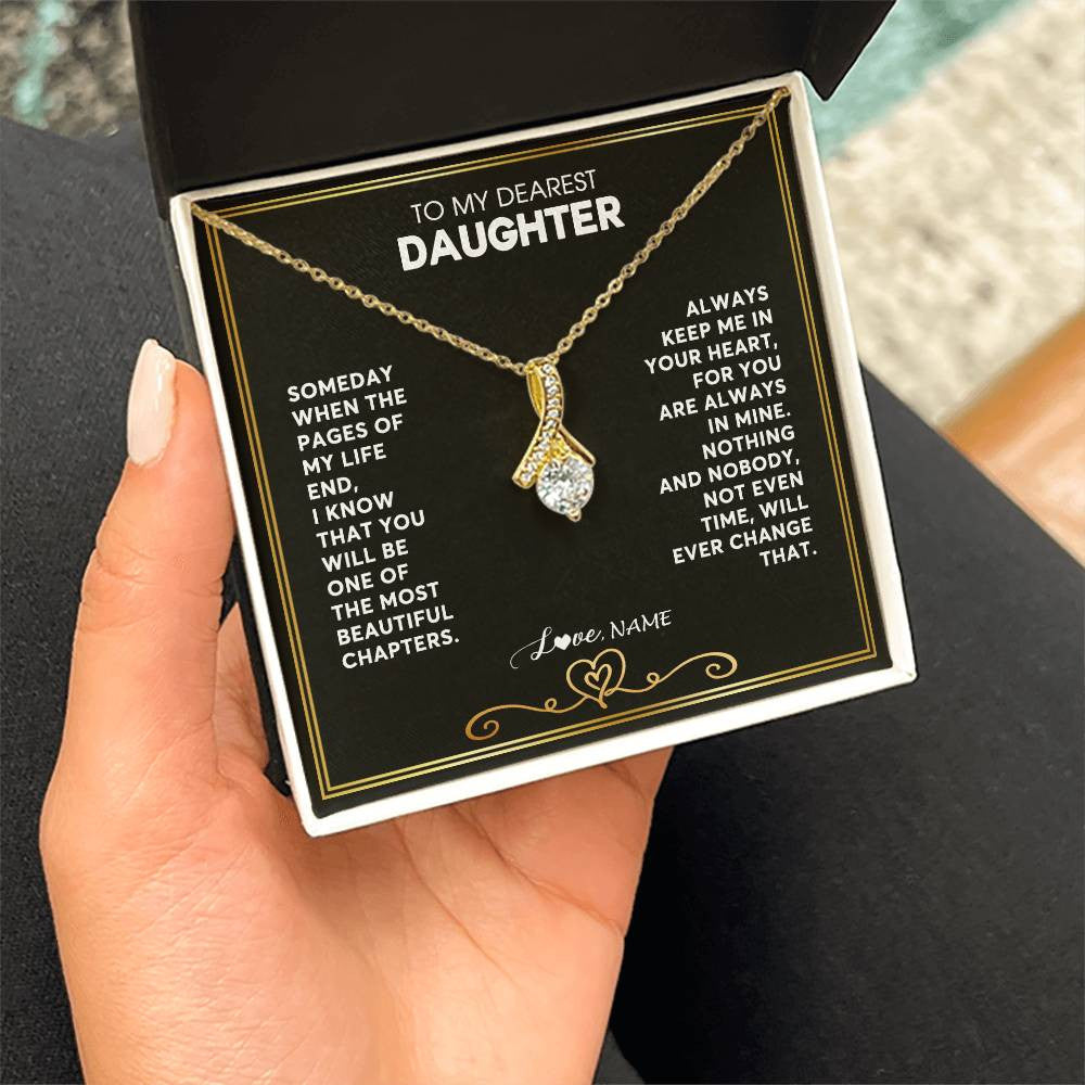 Alluring Beauty Necklace 18K Yellow Gold Finish | 2 | Personalized To My Daughter Necklace From Mom Dad When The Pages Of My Life End Daughter Birthday Graduation Christmas Customized Gift Box Message Card | teecentury
