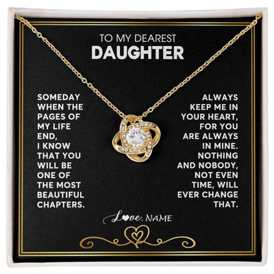 Love Knot Necklace 18K Yellow Gold Finish | 1 | Personalized To My Daughter Necklace From Mom Dad When The Pages Of My Life End Daughter Birthday Graduation Christmas Customized Gift Box Message Card | teecentury