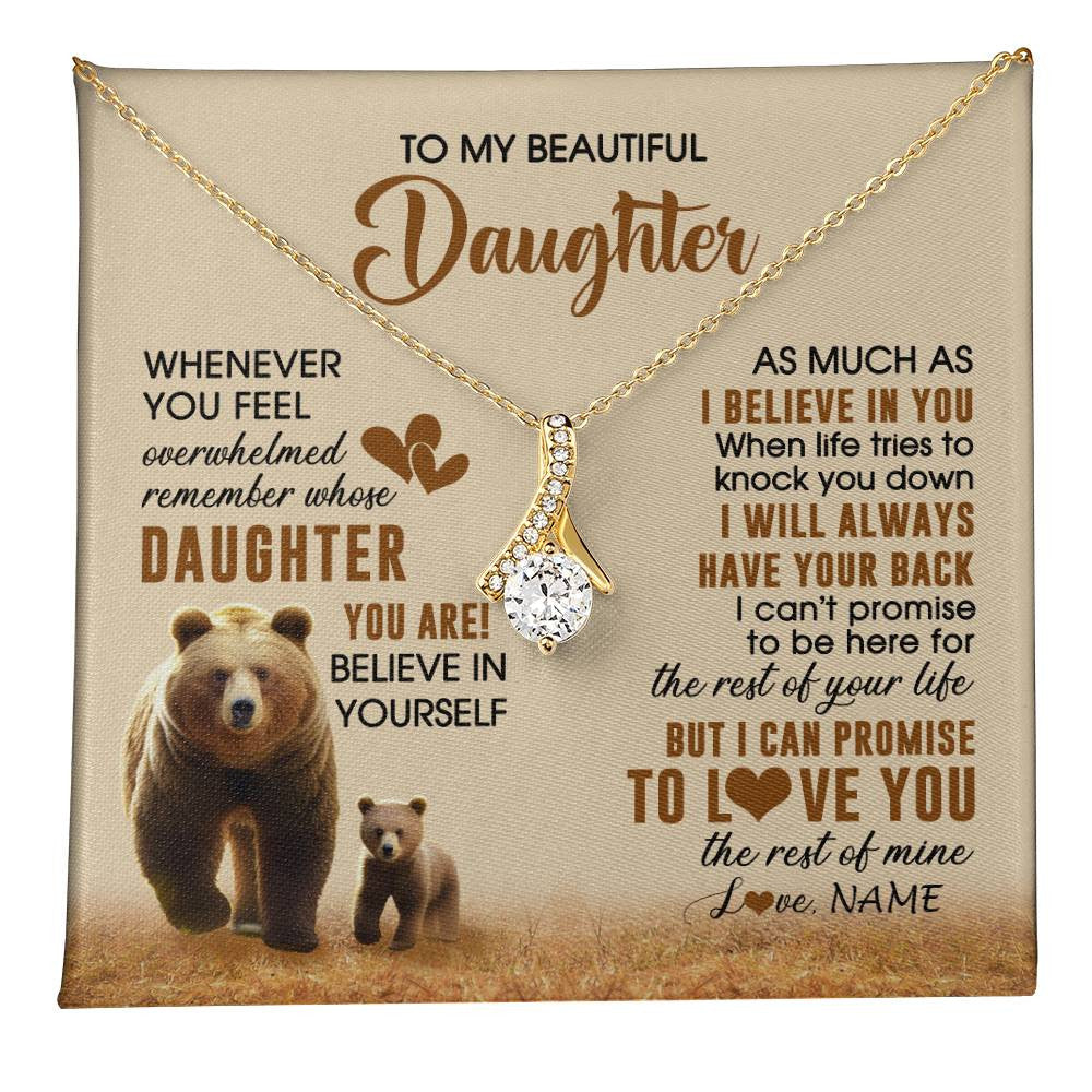 Alluring Beauty Necklace 18K Yellow Gold Finish | 1 | Personalized To My Daughter Necklace From Mom Dad Whenever You Feel Bear Daughter Birthday Gifts Gifts Graduation Christmas Customized Gift Box Message Card | teecentury
