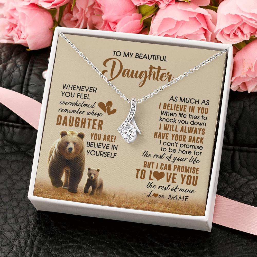 Alluring Beauty Necklace 14K White Gold Finish | 2 | Personalized To My Daughter Necklace From Mom Dad Whenever You Feel Bear Daughter Birthday Gifts Gifts Graduation Christmas Customized Gift Box Message Card | teecentury