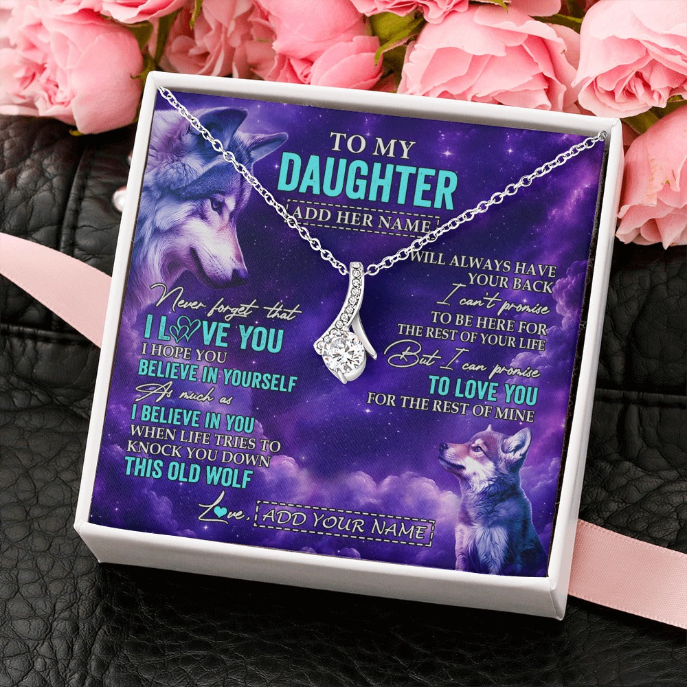 Alluring Beauty Necklace 14K White Gold Finish | 2 | Personalized To My Daughter Necklace From Mom Dad Wolf Never Forget I Love You Daughter Birthday Gifts Graduation Christmas Custom Gift Box Message Card Shirt & Hoodie | https://teecentury.