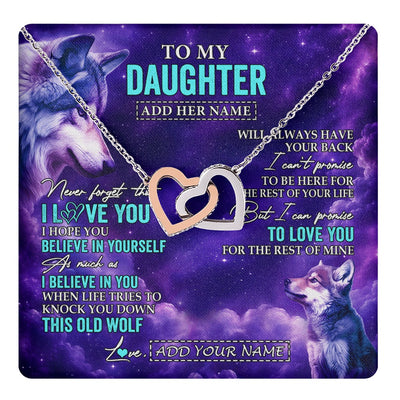 Interlocking Hearts Necklace Stainless Steel & Rose Gold Finish | 1 | Personalized To My Daughter Necklace From Mom Dad Wolf Never Forget I Love You Daughter Birthday Gifts Graduation Christmas Custom Gift Box Message Card Shirt & Hoodie | https://teecentury.
