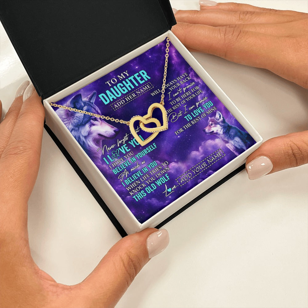 Interlocking Hearts Necklace 18K Yellow Gold Finish | 2 | Personalized To My Daughter Necklace From Mom Dad Wolf Never Forget I Love You Daughter Birthday Gifts Graduation Christmas Custom Gift Box Message Card Shirt & Hoodie | https://teecentury.