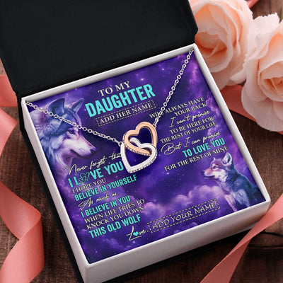 Interlocking Hearts Necklace Stainless Steel & Rose Gold Finish | 2 | Personalized To My Daughter Necklace From Mom Dad Wolf Never Forget I Love You Daughter Birthday Gifts Graduation Christmas Custom Gift Box Message Card Shirt & Hoodie | https://teecentury.