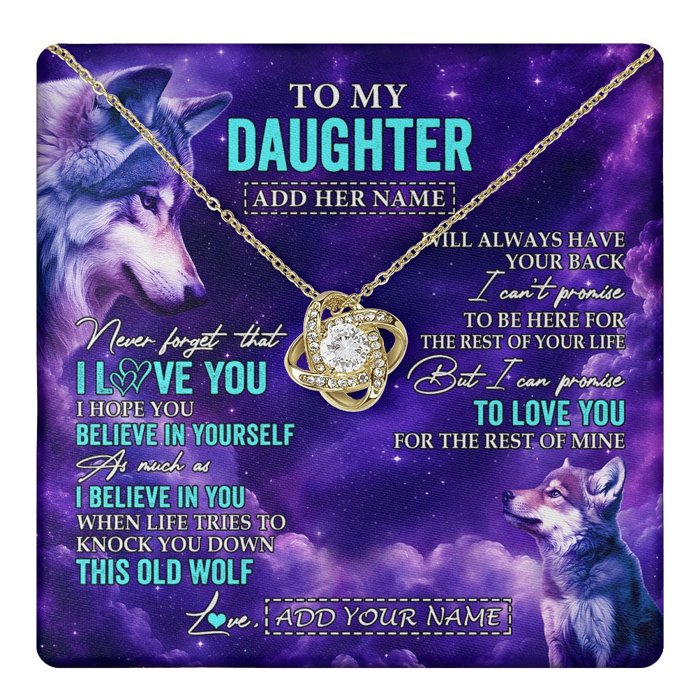 Love Knot Necklace 18K Yellow Gold Finish | 1 | Personalized To My Daughter Necklace From Mom Dad Wolf Never Forget I Love You Daughter Birthday Gifts Graduation Christmas Custom Gift Box Message Card Shirt & Hoodie | https://teecentury.