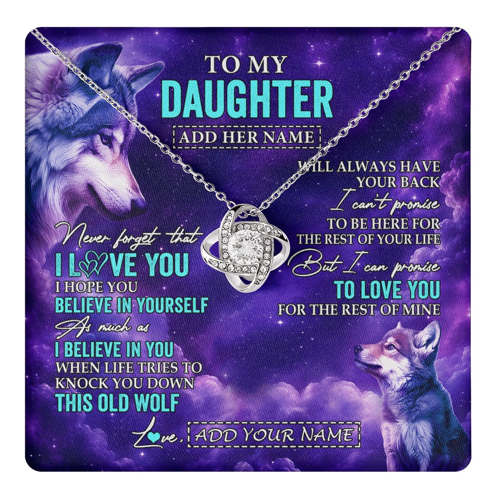 Love Knot Necklace 14K White Gold Finish | 1 | Personalized To My Daughter Necklace From Mom Dad Wolf Never Forget I Love You Daughter Birthday Gifts Graduation Christmas Custom Gift Box Message Card Shirt & Hoodie | https://teecentury.