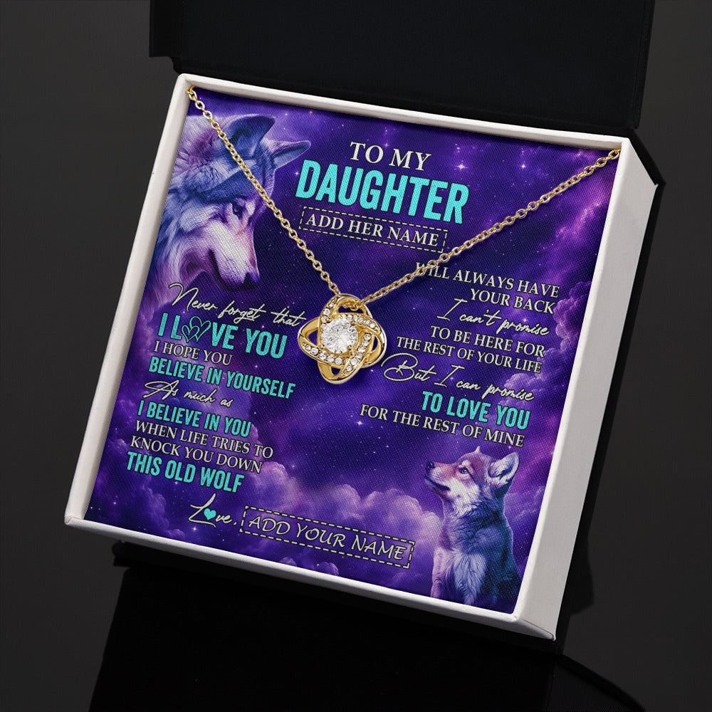 Love Knot Necklace 18K Yellow Gold Finish | 2 | Personalized To My Daughter Necklace From Mom Dad Wolf Never Forget I Love You Daughter Birthday Gifts Graduation Christmas Custom Gift Box Message Card Shirt & Hoodie | https://teecentury.