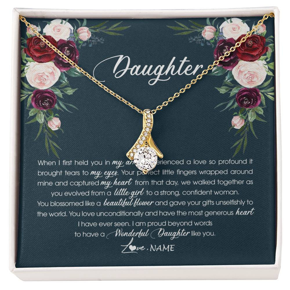 Alluring Beauty Necklace 18K Yellow Gold Finish | Personalized To My Daughter Necklace From Mom Dad Wonderful Daughter Like You Daughter Birthday Graduation Christmas Jewelry Customized Gift Box Message Card | teecentury