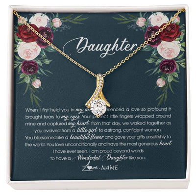 Alluring Beauty Necklace 18K Yellow Gold Finish | Personalized To My Daughter Necklace From Mom Dad Wonderful Daughter Like You Daughter Birthday Graduation Christmas Jewelry Customized Gift Box Message Card | teecentury