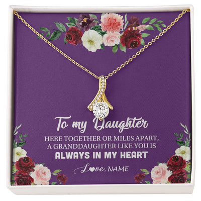 Alluring Beauty Necklace 18K Yellow Gold Finish | Personalized To My Daughter Necklace From Mom Dad You Is Always In My Heart Daughter Birthday Christmas Graduation Customized Gift Box Message Card | teecentury
