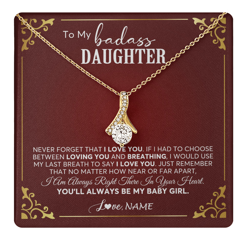 Alluring Beauty Necklace 18K Yellow Gold Finish | 1 | Personalized To My Daughter Necklace From Mom Dad You'll Always Be My Daughter Birthday Graduation Christmas Customized Gift Box Message Card | teecentury
