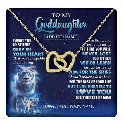 Interlocking Hearts Necklace 18K Yellow Gold Finish | 1 | Personalized To My Daughter Necklace From Mom Mother Believe Your Heart Daughter Gift Birthday Graduation Christmas Customized Gift Box Message Card | teecentury.myshopify