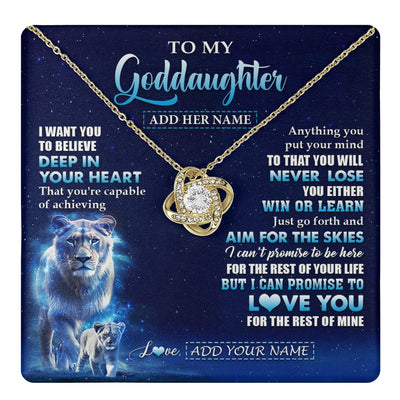 Love Knot Necklace 18K Yellow Gold Finish | 1 | Personalized To My Daughter Necklace From Mom Mother Believe Your Heart Daughter Gift Birthday Graduation Christmas Customized Gift Box Message Card | teecentury.myshopify