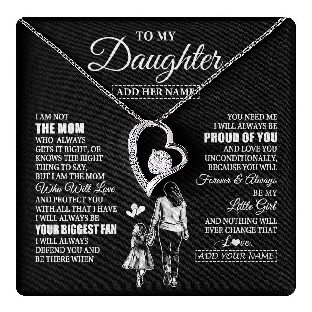 Forever Love Necklace 14K White Gold Finish | 1 | Personalized To My Daughter Necklace From Mom Mother Biggest Fan Birthday Gifts For Daughter From Mom Daughter Christmas Custom Gift Box Message Card | teecentury.myshopify