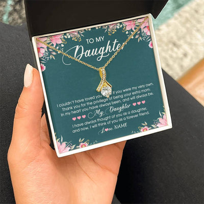Alluring Beauty Necklace 18K Yellow Gold Finish | Personalized To My Daughter Necklace From Mom Mother Flower Will Forever Friend Daughter Birthday Christmas Graduation Customized Gift Box Message Card | teecentury