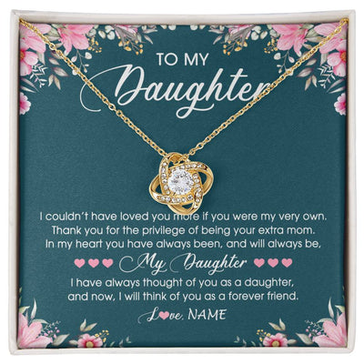 Love Knot Necklace 18K Yellow Gold Finish | Personalized To My Daughter Necklace From Mom Mother Flower Will Forever Friend Daughter Birthday Christmas Graduation Customized Gift Box Message Card | teecentury