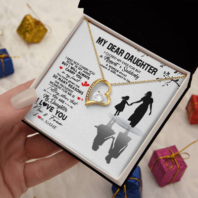Forever Love Necklace 18K Yellow Gold Finish | 2 | Personalized To My Daughter Necklace From Mom Mother I Love You Letters For Her Daughter Birthday Graduation Christmas Customized Gift Box Message Card | teecentury