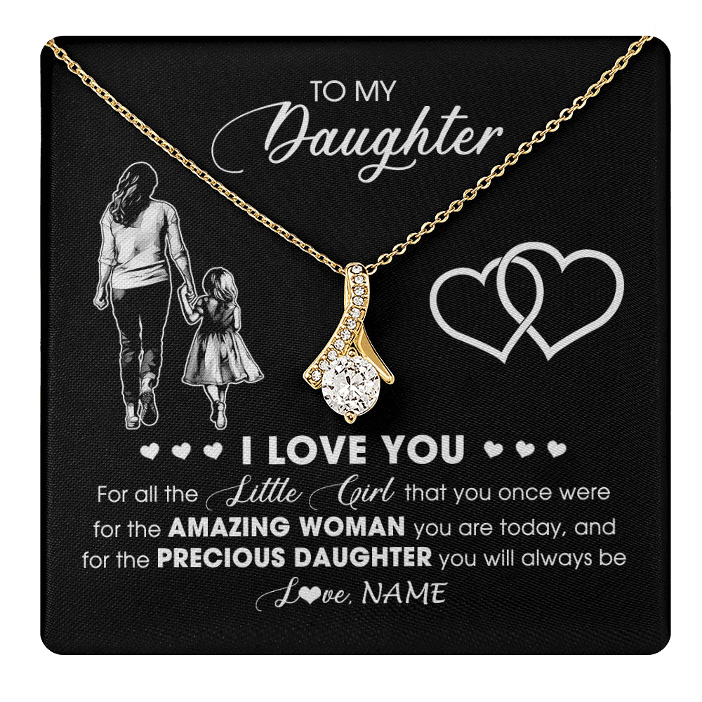 Alluring Beauty Necklace 18K Yellow Gold Finish | 1 | Personalized To My Daughter Necklace From Mom Mother I Love You Little Girl Daughter Birthday Graduation Christmas Jewelry Customized Gift Box Message Card | teecentury