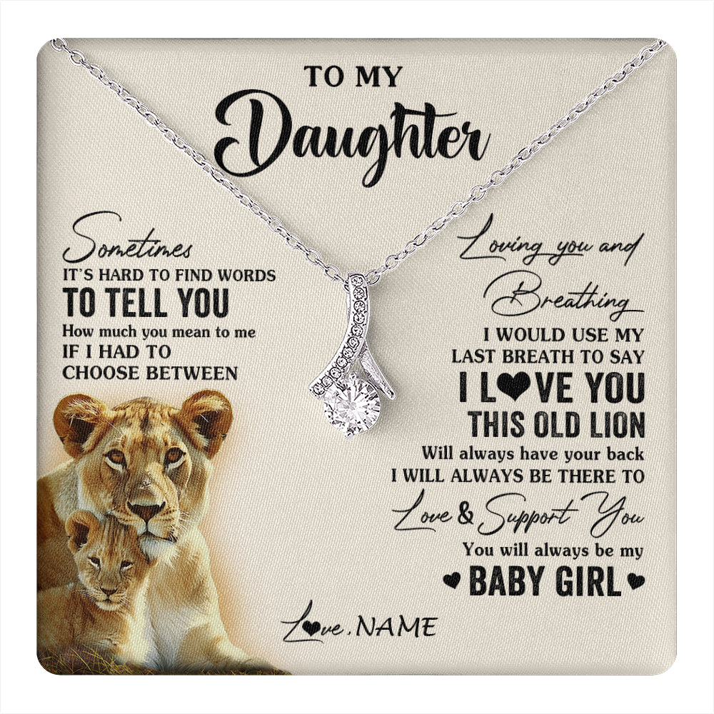 Alluring Beauty Necklace 14K White Gold Finish | 1 | Personalized To My Daughter Necklace From Mom Mother I Love You This Old Lion Daughter Birthday Graduation Christmas Jewelry Customized Gift Box Message Card | teecentury