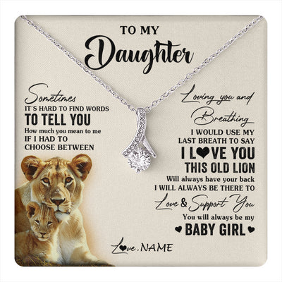 Alluring Beauty Necklace 14K White Gold Finish | 1 | Personalized To My Daughter Necklace From Mom Mother I Love You This Old Lion Daughter Birthday Graduation Christmas Jewelry Customized Gift Box Message Card | teecentury