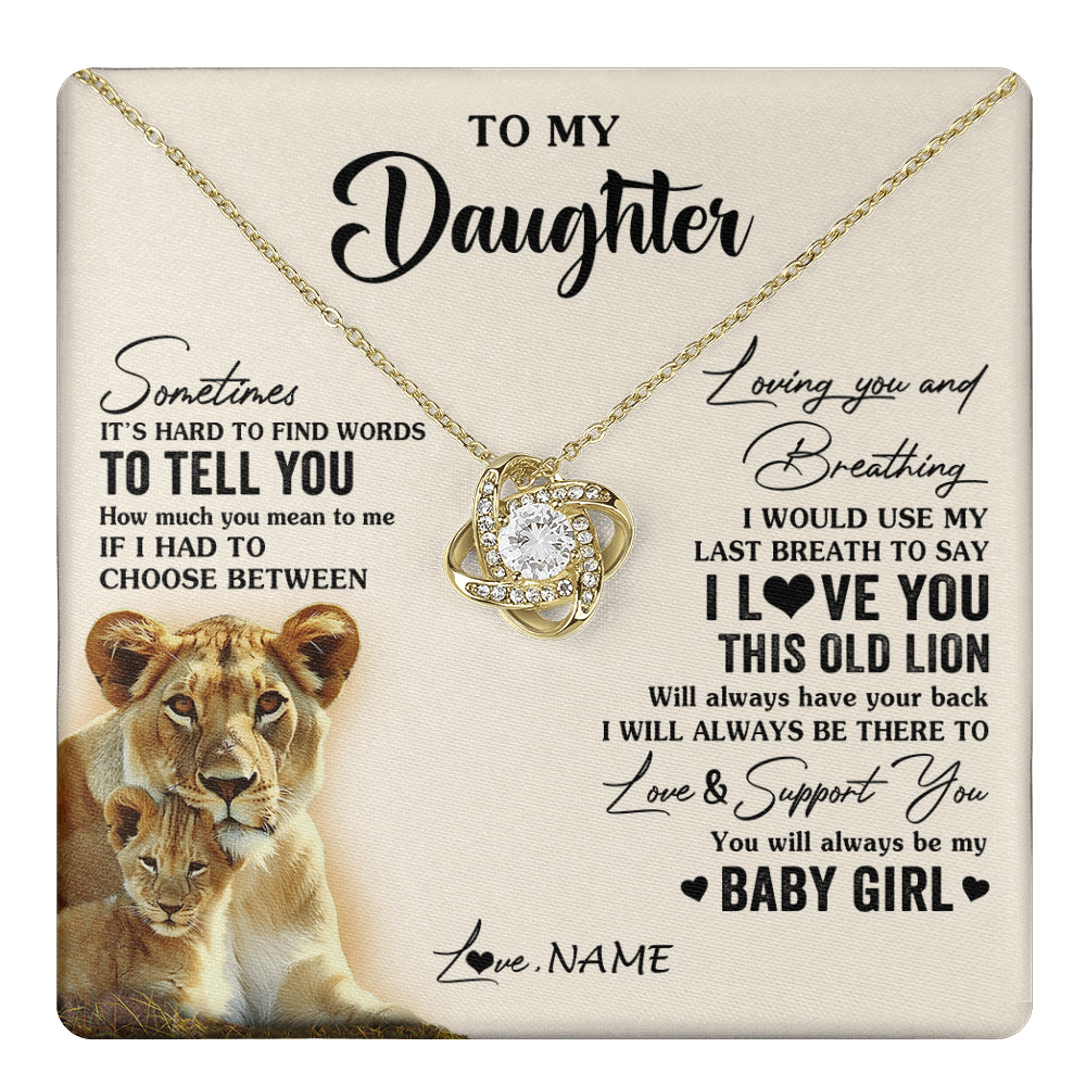 Love Knot Necklace 18K Yellow Gold Finish | 1 | Personalized To My Daughter Necklace From Mom Mother I Love You This Old Lion Daughter Birthday Graduation Christmas Jewelry Customized Gift Box Message Card | teecentury
