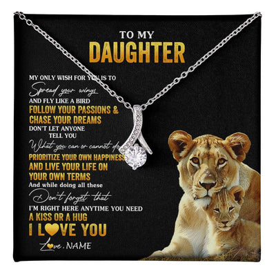 Alluring Beauty Necklace 14K White Gold Finish | 1 | Personalized To My Daughter Necklace From Mom Mother Lion My Only Wish For You Daughter Birthday Graduation Christmas Customized Gift Box Message Card | teecentury