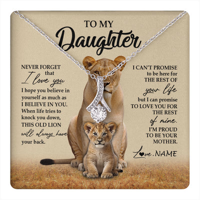 Alluring Beauty Necklace 14K White Gold Finish | 1 | Personalized To My Daughter Necklace From Mom Mother Lion Never Forget That I Love You Daughter Jewelry Birthday Graduation Christmas Customized Message Card | teecentury