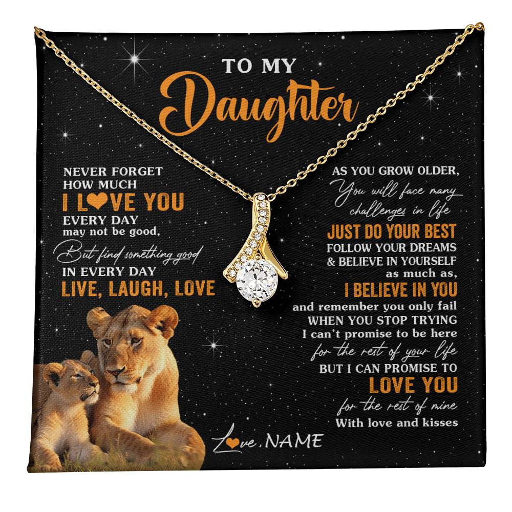 Alluring Beauty Necklace 18K Yellow Gold Finish | 1 | Personalized To My Daughter Necklace From Mom Mother Live Laugh Love Lion Daughter Birthday Positive Graduation Christmas Customized Gift Box Message Card | teecentury