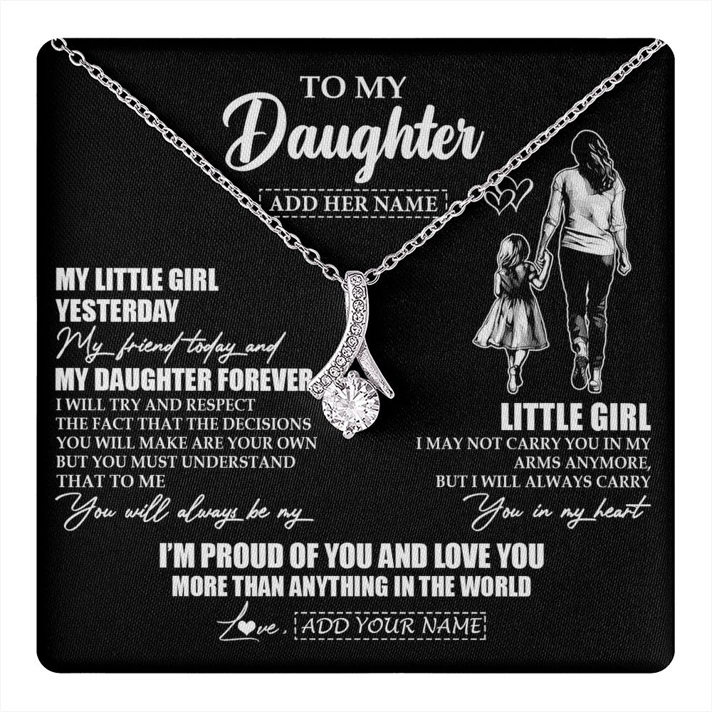 Alluring Beauty Necklace 14K White Gold Finish | 1 | Personalized To My Daughter Necklace From Mom Mother My Girl My Friend Proud And Love Daughter Birthday Graduation Christmas Custom Gift Box Message Card | https://teecentury.