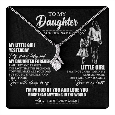 Alluring Beauty Necklace 14K White Gold Finish | 1 | Personalized To My Daughter Necklace From Mom Mother My Girl My Friend Proud And Love Daughter Birthday Graduation Christmas Custom Gift Box Message Card | https://teecentury.