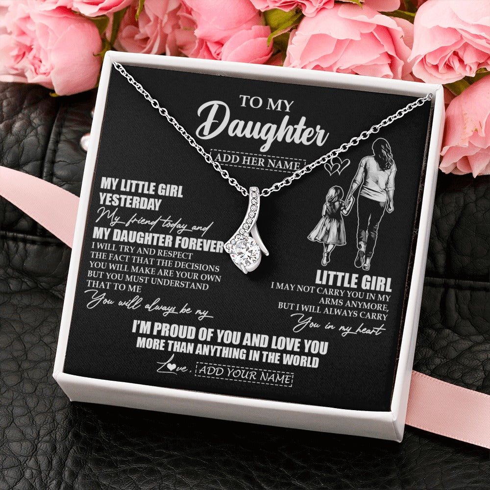 Alluring Beauty Necklace 14K White Gold Finish | 2 | Personalized To My Daughter Necklace From Mom Mother My Girl My Friend Proud And Love Daughter Birthday Graduation Christmas Custom Gift Box Message Card | https://teecentury.