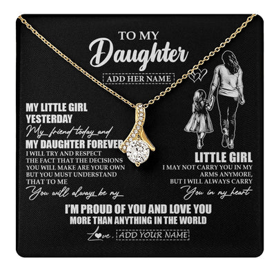 Alluring Beauty Necklace 18K Yellow Gold Finish | 1 | Personalized To My Daughter Necklace From Mom Mother My Girl My Friend Proud And Love Daughter Birthday Graduation Christmas Custom Gift Box Message Card | https://teecentury.