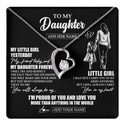 Forever Love Necklace 14K White Gold Finish | 1 | Personalized To My Daughter Necklace From Mom Mother My Girl My Friend Proud And Love Daughter Birthday Graduation Christmas Custom Gift Box Message Card | https://teecentury.