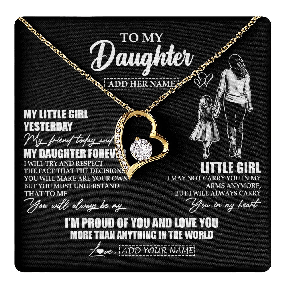 Forever Love Necklace 18K Yellow Gold Finish | 1 | Personalized To My Daughter Necklace From Mom Mother My Girl My Friend Proud And Love Daughter Birthday Graduation Christmas Custom Gift Box Message Card | https://teecentury.