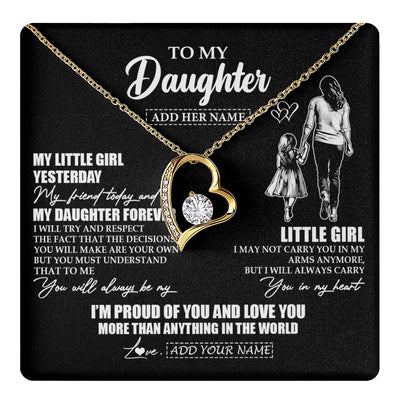 Forever Love Necklace 18K Yellow Gold Finish | 1 | Personalized To My Daughter Necklace From Mom Mother My Girl My Friend Proud And Love Daughter Birthday Graduation Christmas Custom Gift Box Message Card | https://teecentury.