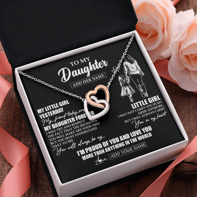 Interlocking Hearts Necklace Stainless Steel & Rose Gold Finish | 2 | Personalized To My Daughter Necklace From Mom Mother My Girl My Friend Proud And Love Daughter Birthday Graduation Christmas Custom Gift Box Message Card | https://teecentury.