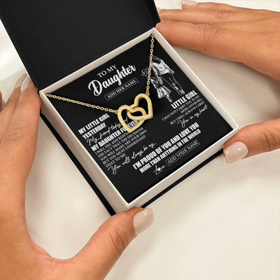 Interlocking Hearts Necklace 18K Yellow Gold Finish | 2 | Personalized To My Daughter Necklace From Mom Mother My Girl My Friend Proud And Love Daughter Birthday Graduation Christmas Custom Gift Box Message Card | https://teecentury.