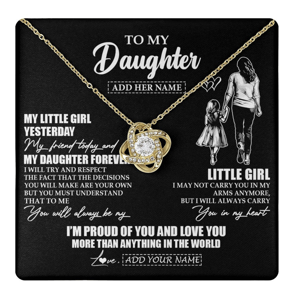 Love Knot Necklace 18K Yellow Gold Finish | 1 | Personalized To My Daughter Necklace From Mom Mother My Girl My Friend Proud And Love Daughter Birthday Graduation Christmas Custom Gift Box Message Card | https://teecentury.