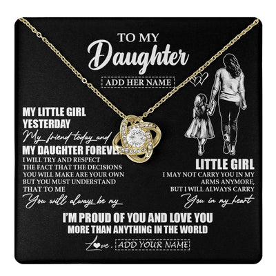 Love Knot Necklace 18K Yellow Gold Finish | 1 | Personalized To My Daughter Necklace From Mom Mother My Girl My Friend Proud And Love Daughter Birthday Graduation Christmas Custom Gift Box Message Card | https://teecentury.