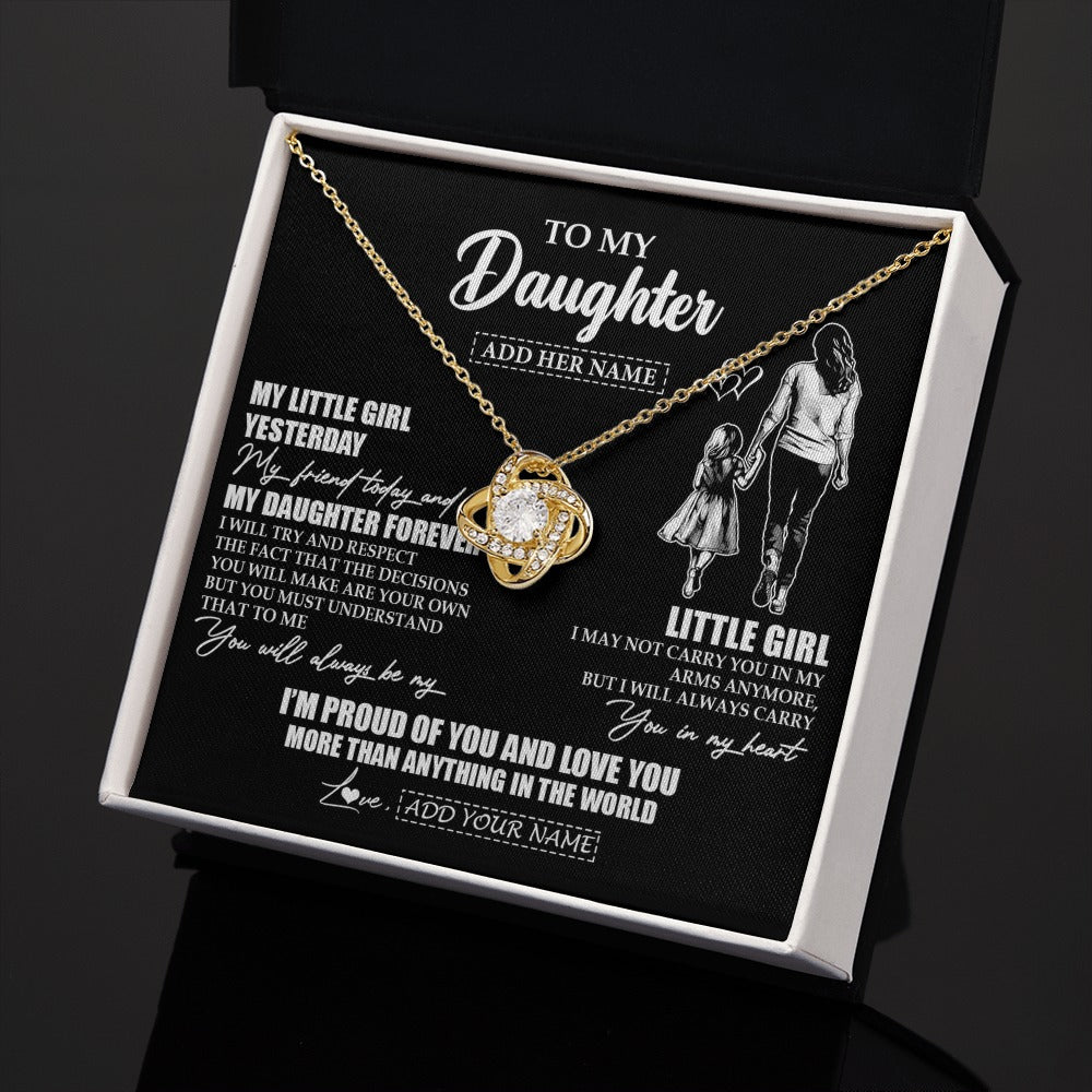 Love Knot Necklace 18K Yellow Gold Finish | 2 | Personalized To My Daughter Necklace From Mom Mother My Girl My Friend Proud And Love Daughter Birthday Graduation Christmas Custom Gift Box Message Card | https://teecentury.