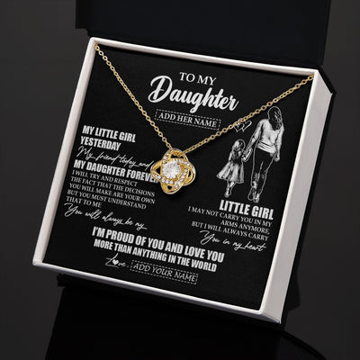 Love Knot Necklace 18K Yellow Gold Finish | 2 | Personalized To My Daughter Necklace From Mom Mother My Girl My Friend Proud And Love Daughter Birthday Graduation Christmas Custom Gift Box Message Card | https://teecentury.