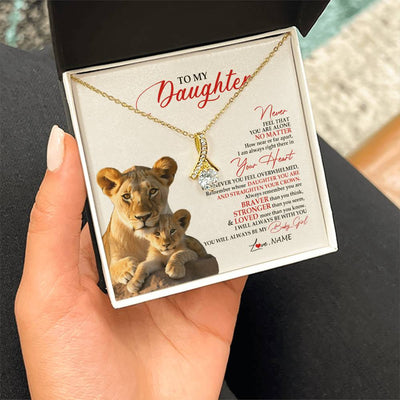 Alluring Beauty Necklace 18K Yellow Gold Finish | 2 | Personalized To My Daughter Necklace From Mom Mother Never Feel You Are Alone Lion Daughter Birthday Graduation Christmas Customized Gift Box Message Card.jpg | teecentury
