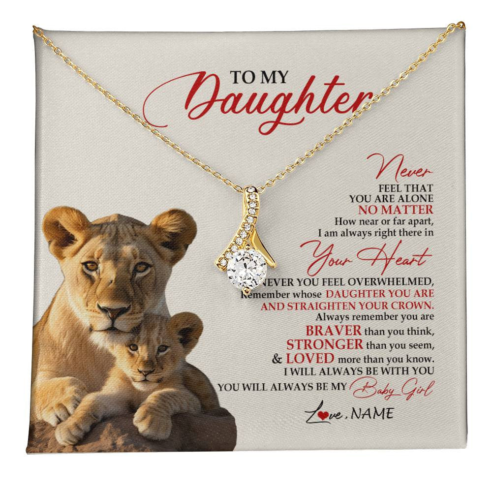 Alluring Beauty Necklace 18K Yellow Gold Finish | 1 | Personalized To My Daughter Necklace From Mom Mother Never Feel You Are Alone Lion Daughter Birthday Graduation Christmas Customized Gift Box Message Card | teecentury