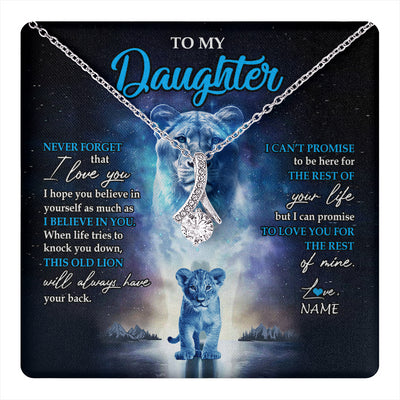 Alluring Beauty Necklace 14K White Gold Finish | 1 | Personalized To My Daughter Necklace From Mom Mother Never Forget I Love You Lion Daughter Jewelry Birthday Graduation Christmas Customized Message Card | teecentury