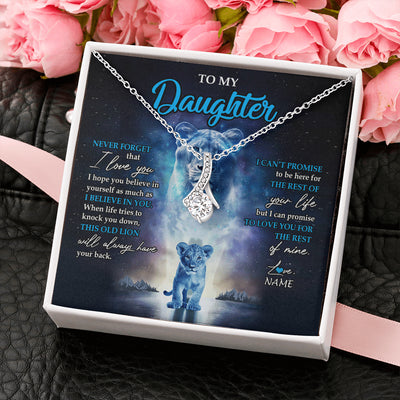 Alluring Beauty Necklace 14K White Gold Finish | 2 | Personalized To My Daughter Necklace From Mom Mother Never Forget I Love You Lion Daughter Jewelry Birthday Graduation Christmas Customized Message Card | teecentury