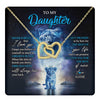 Interlocking Hearts Necklace 18K Yellow Gold Finish | 1 | Personalized To My Daughter Necklace From Mom Mother Never Forget I Love You Lion Daughter Jewelry Birthday Graduation Christmas Customized Message Card | teecentury