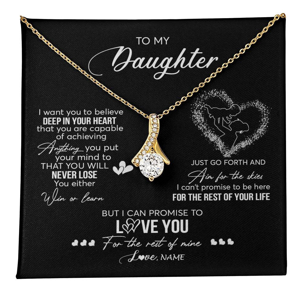 Alluring Beauty Necklace 18K Yellow Gold Finish | 1 | Personalized To My Daughter Necklace From Mom Mother Promise To Love You Daughter Birthday Graduation Christmas Pendant Customized Gift Box Message Card | teecentury