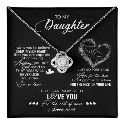 Love Knot Necklace 14K White Gold Finish | 1 | Personalized To My Daughter Necklace From Mom Mother Promise To Love You Daughter Birthday Graduation Christmas Pendant Customized Gift Box Message Card | teecentury